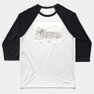 Cinque Terre Line Art Baseball T-Shirt